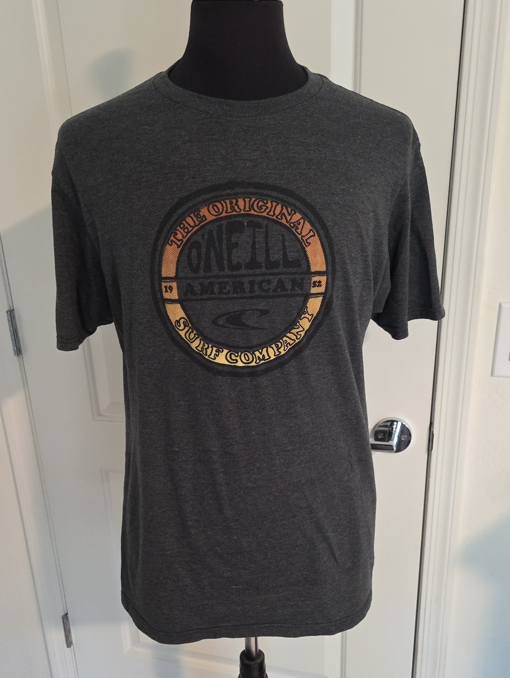 O'Neill Charcoal Short-Sleeve Tee with Tan Logo